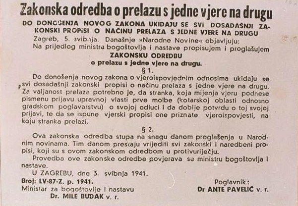 Ustasha decree with Pavelic's name